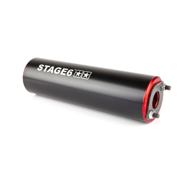 Uitlaat Stage6 streetrace onderlangs Derbi Senda / Minarelli AM6 zwart/rood (50-80cc)