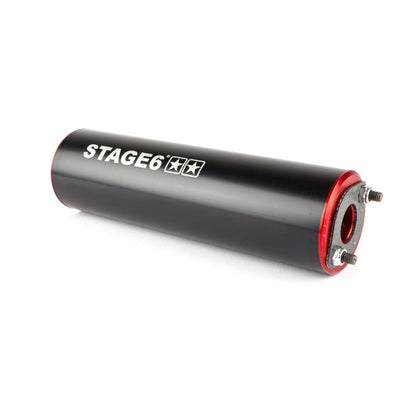 Uitlaat Stage6 streetrace onderlangs Derbi Senda / Minarelli AM6 zwart/rood (50-80cc)
